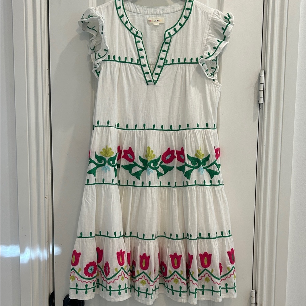 Roller Rabbit White and Pink embroidered Dress xs